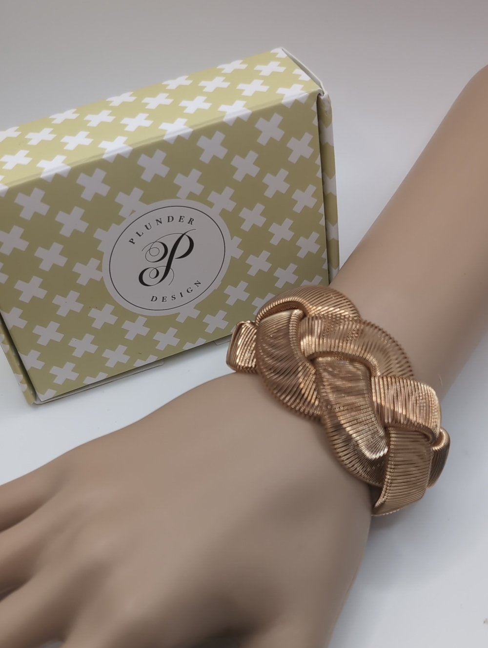 Plunder Gold Braided Slinky Stretch Bracelet "Sophie" New In Box